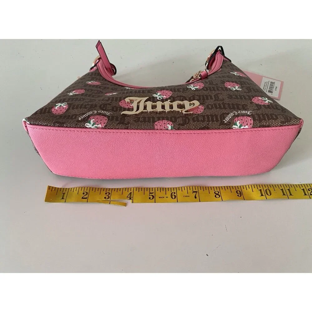 Juicy Couture Berry Sweet Hobo Bag Chestnut Chino‎ W/Strawberry Charm NEW